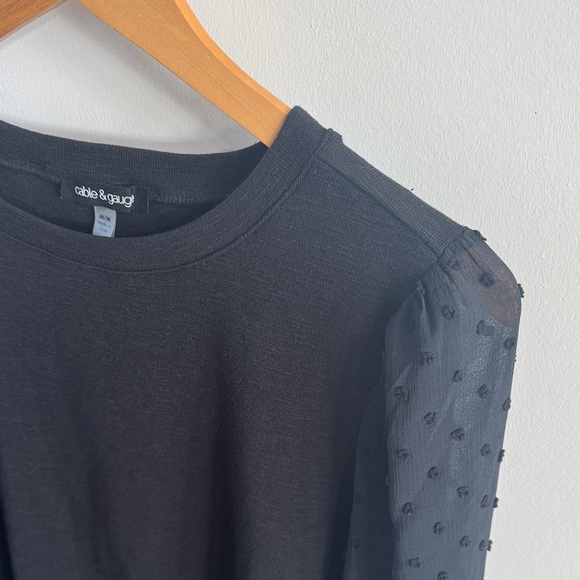 Cable & Gauge Black Top with Textured Sleeves - Picture 6 of 6